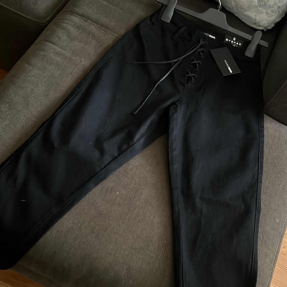 Front lace up jeans
